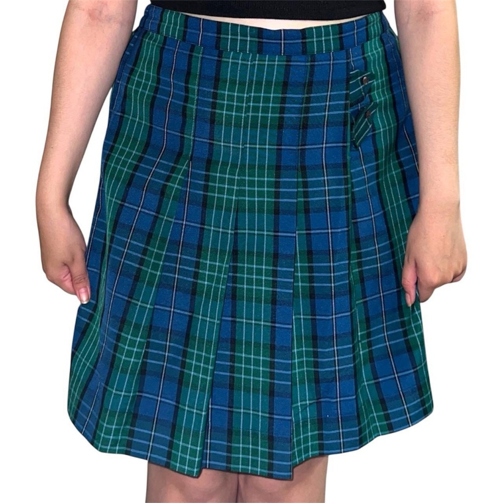 Blue & green plaid skort.